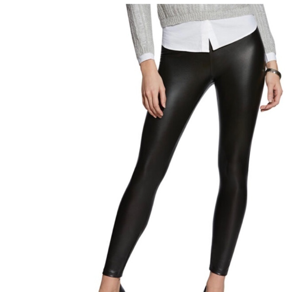 SECRET Sz L Leatherette Leggings with Wide Comfort  Band NWT